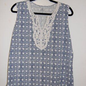 St. John's Bay, blue and white sleeveless tee